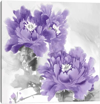 Flower Bloom In Amethyst I Canvas Art Print - Gray & Purple Art