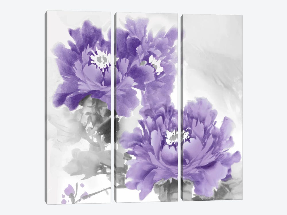 Flower Bloom In Amethyst I 3-piece Canvas Art