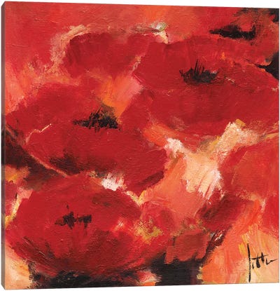 Abstract Flowers II Canvas Art Print - Red Abstract Art