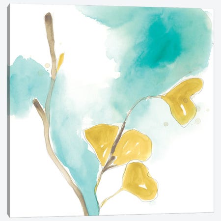 Teal and Ochre Ginko I Canvas Print #JEV1394} by June Erica Vess Canvas Art