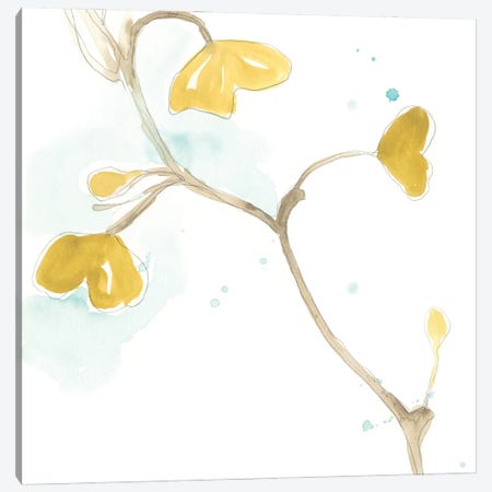 Teal and Ochre Ginko II Canvas Print #JEV1395} by June Erica Vess Canvas Artwork