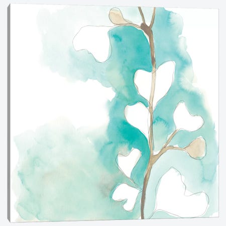 Teal and Ochre Ginko III Canvas Print #JEV1396} by June Erica Vess Canvas Artwork