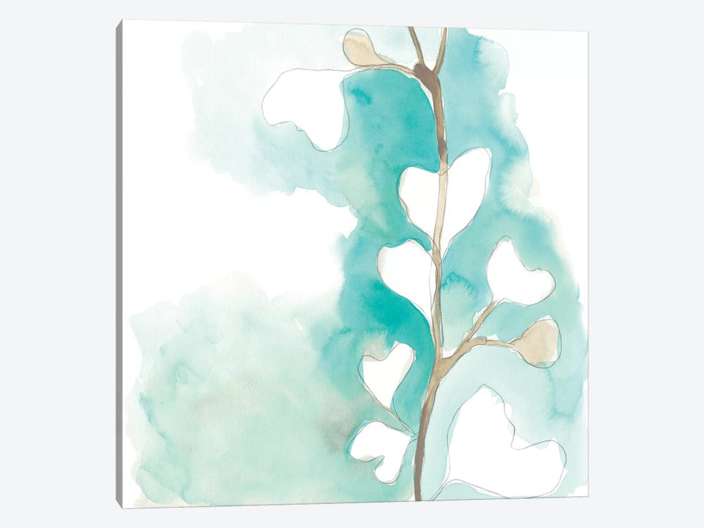 Teal and Ochre Ginko III by June Erica Vess 1-piece Canvas Wall Art