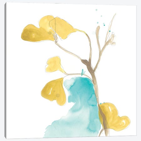 Teal and Ochre Ginko IX Canvas Print #JEV1398} by June Erica Vess Art Print