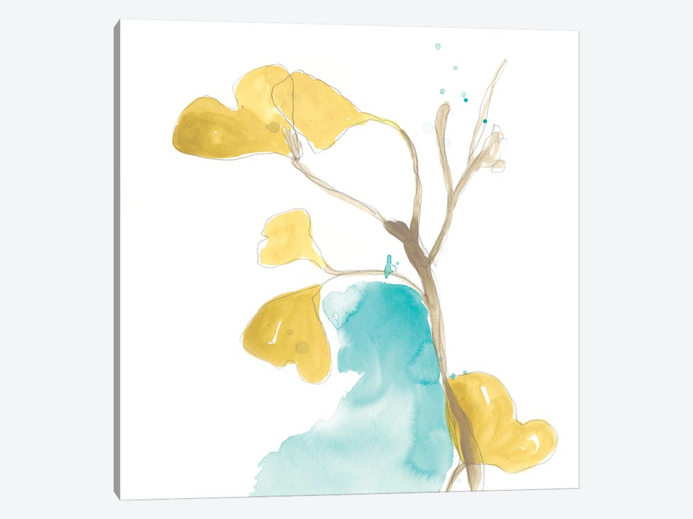 Teal and Ochre Ginko IX by June Erica Vess 1-piece Canvas Artwork