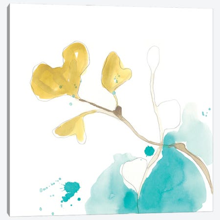 Teal and Ochre Ginko V Canvas Print #JEV1399} by June Erica Vess Art Print