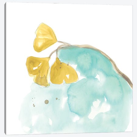 Teal and Ochre Ginko VI Canvas Print #JEV1400} by June Erica Vess Art Print