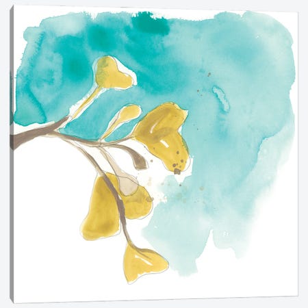 Teal and Ochre Ginko VIII Canvas Print #JEV1402} by June Erica Vess Canvas Print