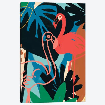 Funky Flamingo II Canvas Print #JEV1523} by June Erica Vess Canvas Art