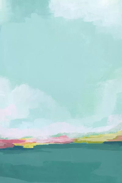 Teal Abstract Art: Island Horizon I by June Erica Vess