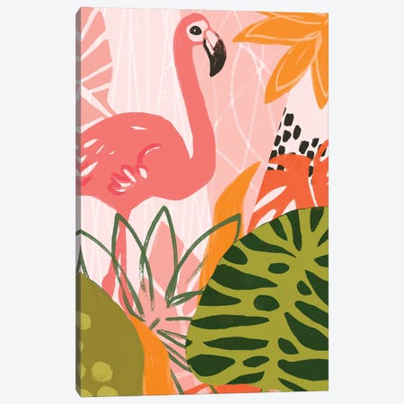 Jungle Flamingo II Canvas Print #JEV2004} by June Erica Vess Canvas Wall Art