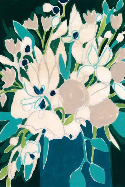 Blue Bloom Sketch II by June Erica Vess multi panel art