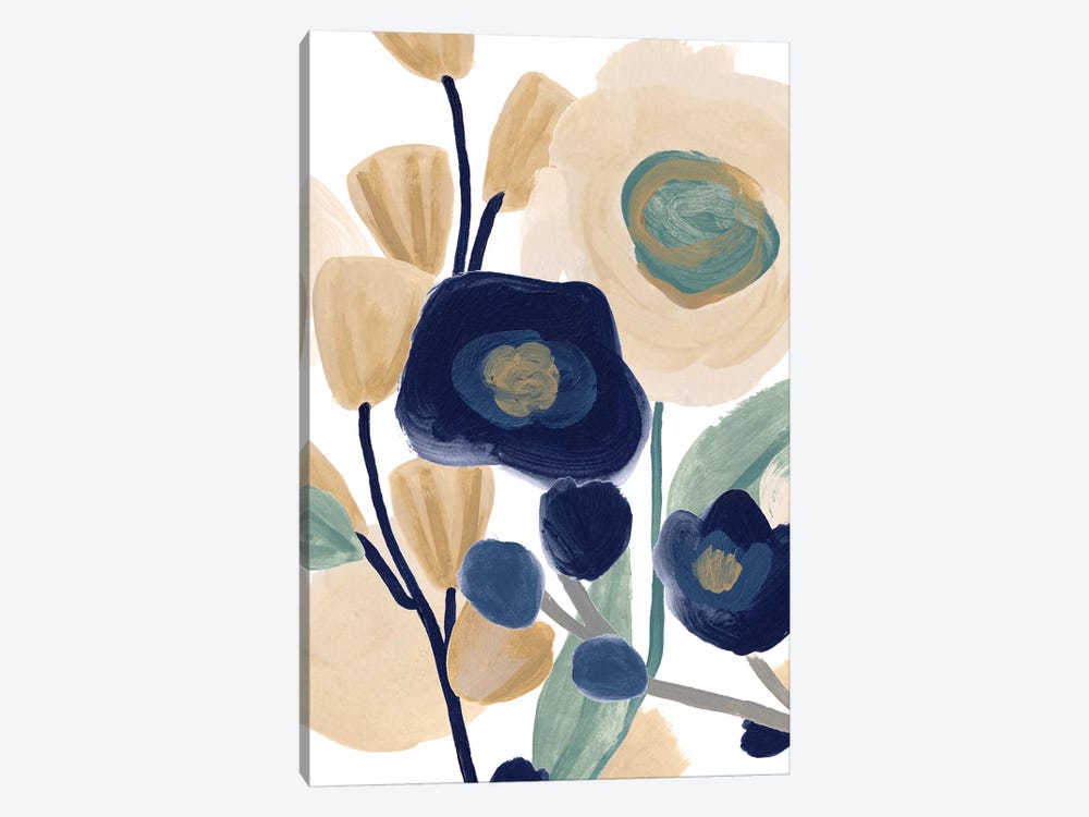 Blue Poppy Cascade I by June Erica Vess 1-piece Canvas Art
