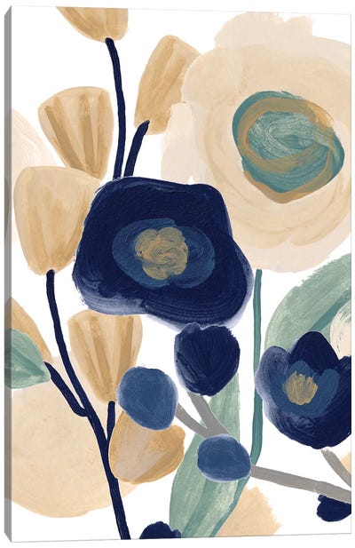 Blue Poppy Cascade I Canvas Art Print - June Erica Vess