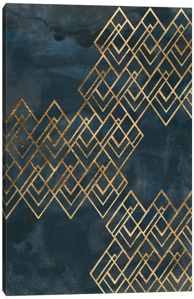 Deco Pattern in Blue I Canvas Art Print - Geometric Art