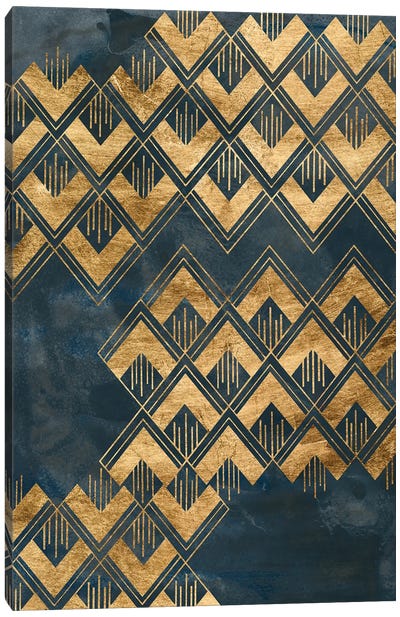 Deco Pattern in Blue II Canvas Art Print - Art Deco