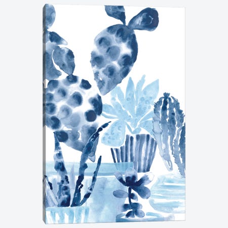 Indigo Succulent II Canvas Print #JEV2646} by June Erica Vess Canvas Artwork