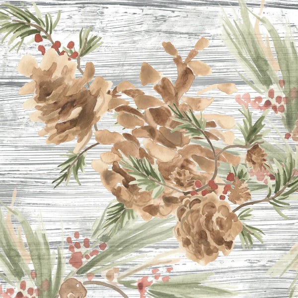 Rustic Winter: Pinecone Lodge III by June Erica Vess