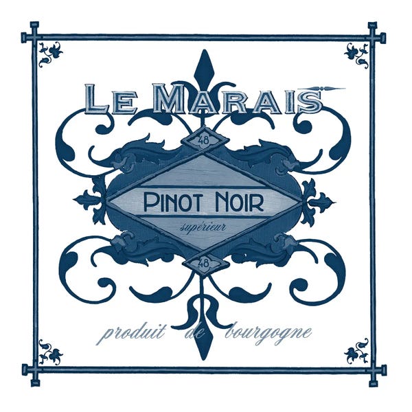 French Country Décor: Indigo Wine Labels II by June Erica Vess