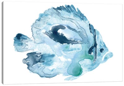 Blue Ocean Fish I Canvas Art Print - Kids Nautical Art