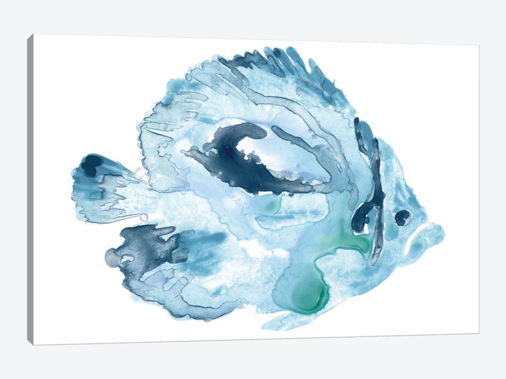 Blue Ocean Fish I by June Erica Vess 1-piece Canvas Art