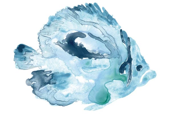 Kids Nautical Art: Blue Ocean Fish I by June Erica Vess