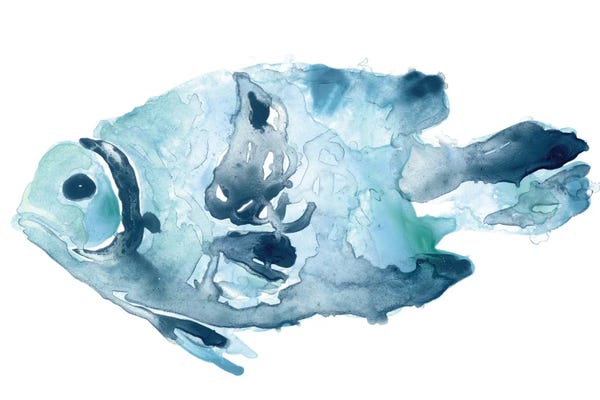 Kids Nautical Art: Blue Ocean Fish II by June Erica Vess