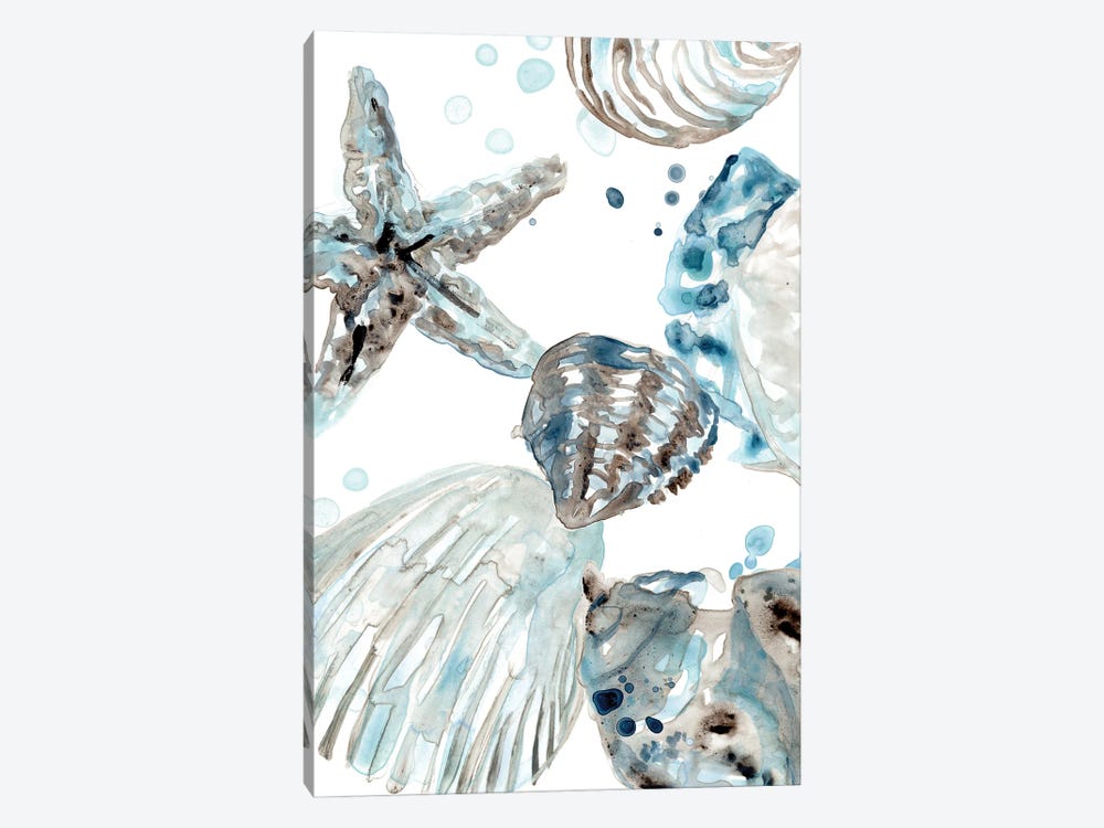 Cerulean Seashells II 1-piece Canvas Print