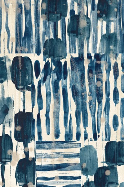 Linear Abstract: Indigo Patchwork I by June Erica Vess