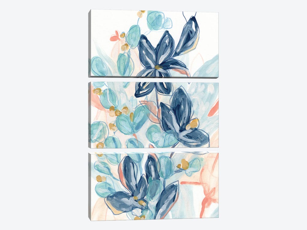 Blooming Blues I by June Erica Vess 3-piece Canvas Artwork