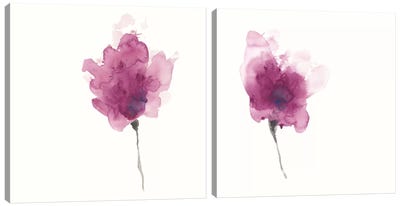 Expressive Blooms Diptych Canvas Art Print - Minimalist Flowers