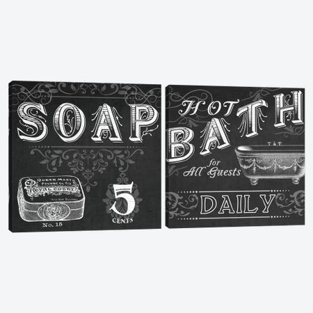 Chalkboard Bath Signs Diptych Canvas Print Set #JEV2HSET026} by June Erica Vess Canvas Art Print
