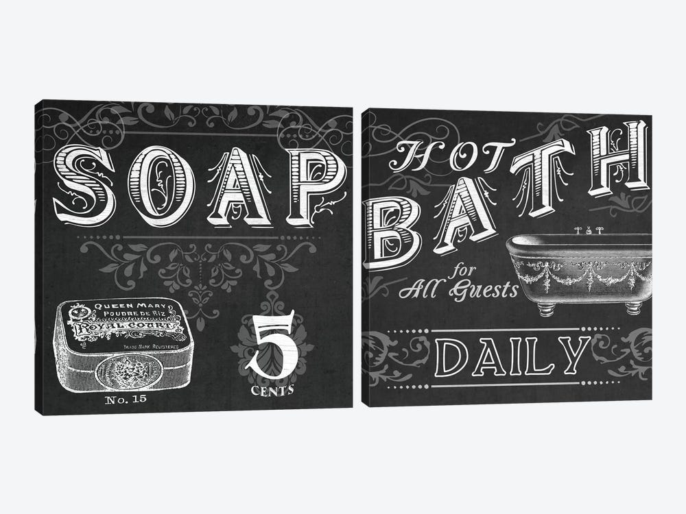 Chalkboard Bath Signs Diptych by June Erica Vess 2-piece Canvas Art Print