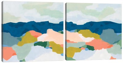 Mountain Mosaic Diptych Canvas Art Print - Art Sets | Triptych & Diptych Wall Art
