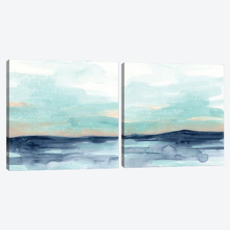 Ocean Morning Mist Diptych Canvas Print Set #JEV2HSET057} by June Erica Vess Canvas Art