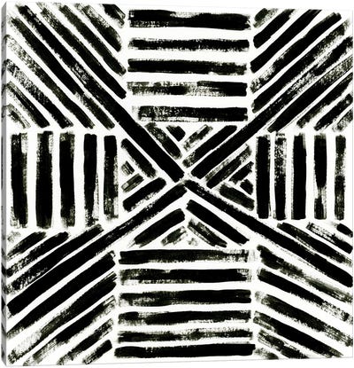 Concentric Ink III Canvas Art Print - Black & White Patterns