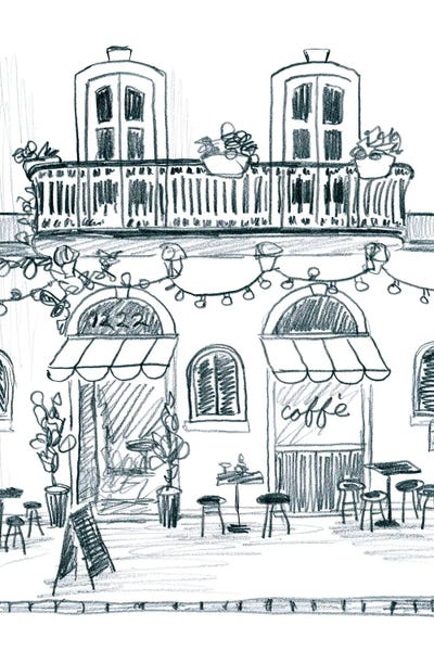 Black & White Cityscapes: Italian Street Sketch II by June Erica Vess