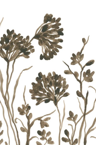 Minimalist Paintings: Sepia Petal Silhouettes I by June Erica Vess