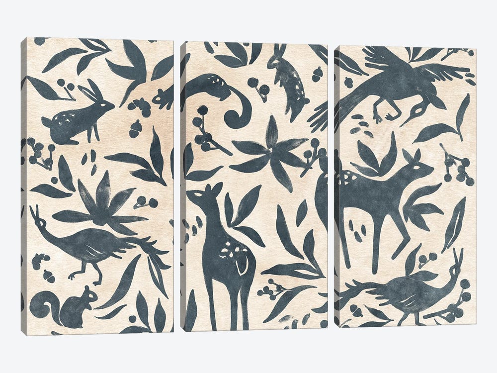 Woodland Woodblock II by June Erica Vess 3-piece Art Print