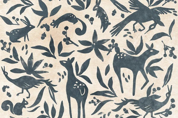 Rodents: Woodland Woodblock II by June Erica Vess