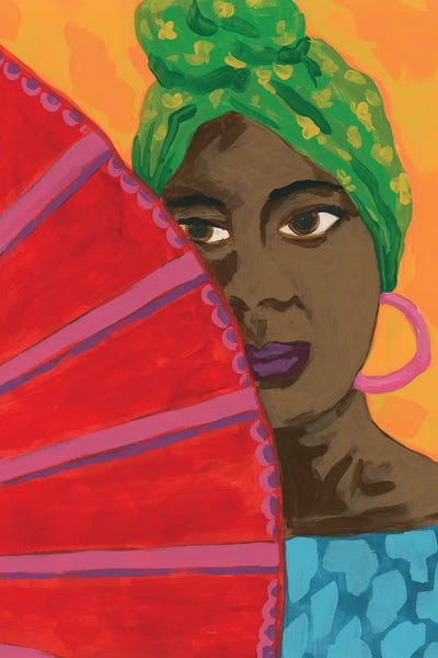 June Erica Vess: Woman With A Brightly Colored Fan IV by June Erica Vess