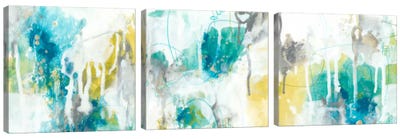 Aquatic Atmosphere Triptych Canvas Art Print - Abstract Watercolor Art