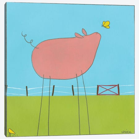 Pig I Canvas Print #JEV50} by June Erica Vess Art Print