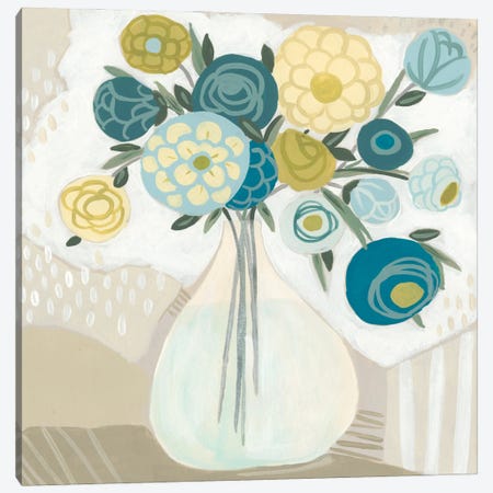 Blue Bohemian Bouquet I Canvas Print #JEV707} by June Erica Vess Canvas Artwork