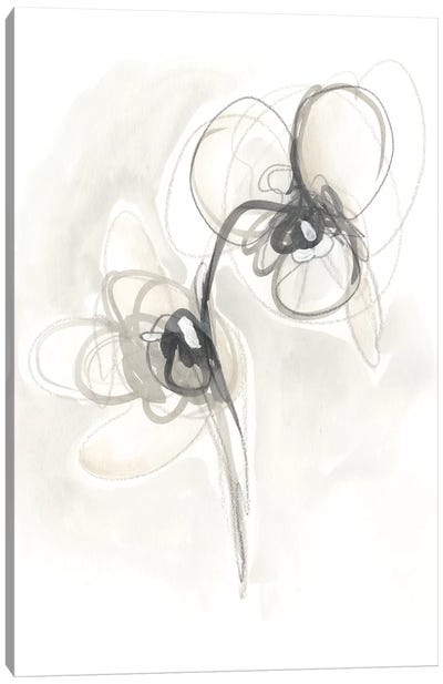 Neutral Floral Gesture I Canvas Art Print - Minimalist Flowers