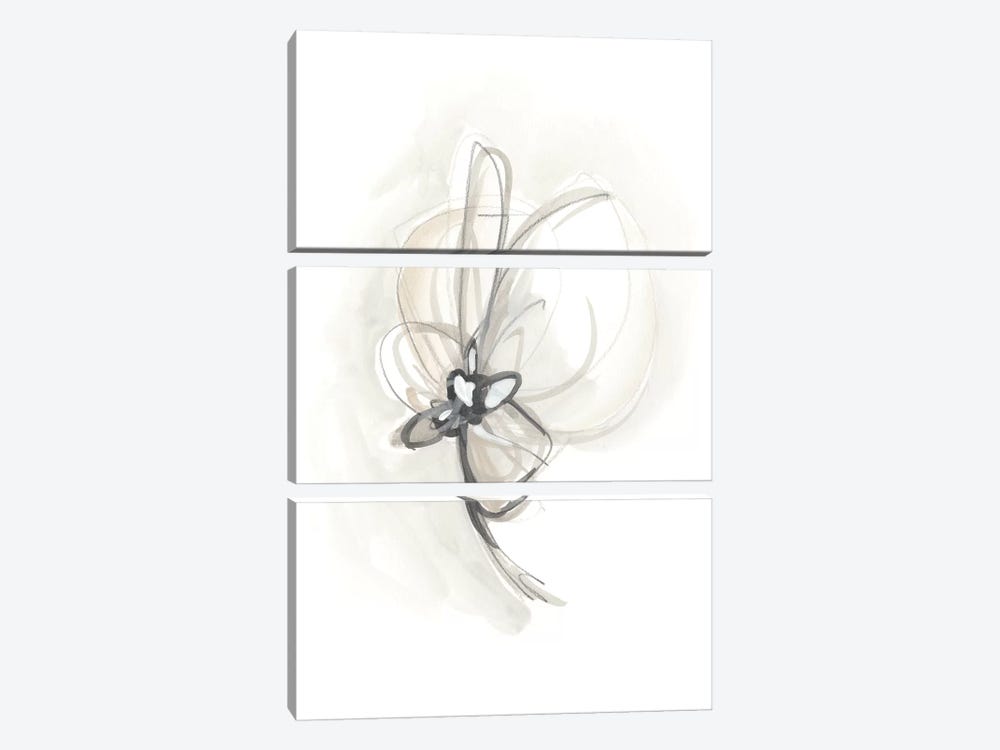 Neutral Floral Gesture II by June Erica Vess 3-piece Canvas Art Print