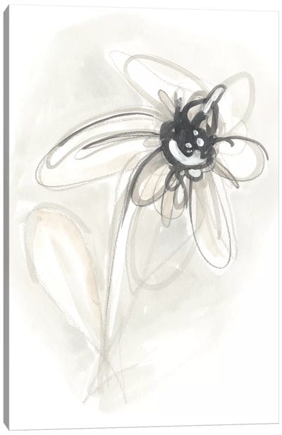 Neutral Floral Gesture V Canvas Art Print - Minimalist Flowers