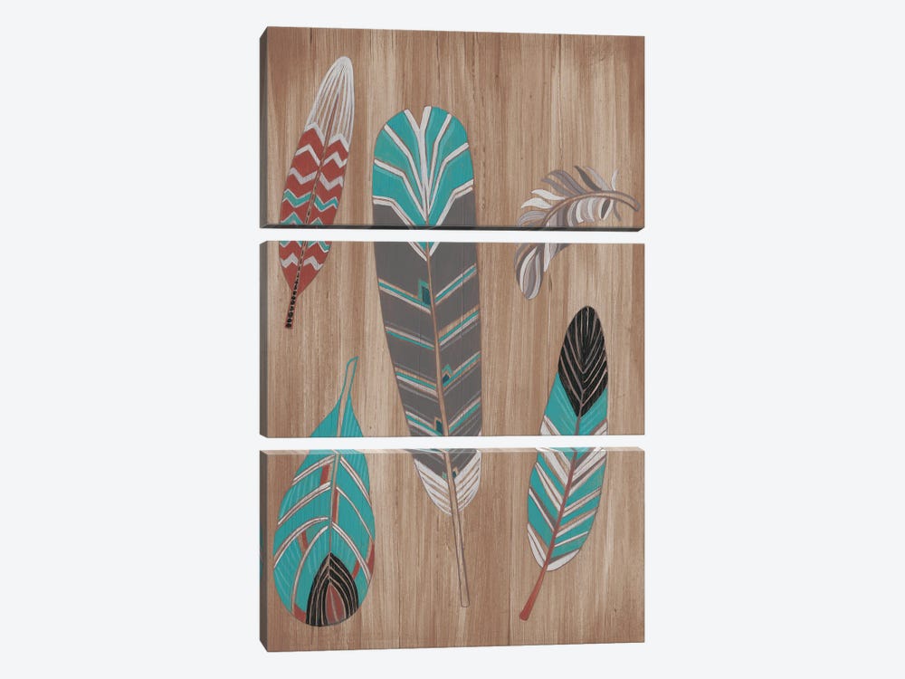 Driftwood Feathers I by June Erica Vess 3-piece Canvas Print
