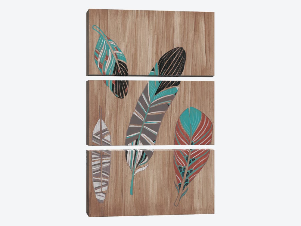Driftwood Feathers II 3-piece Canvas Artwork