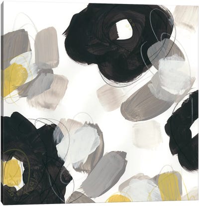 Kinetic Flora VI Canvas Art Print - Black, White & Yellow Art